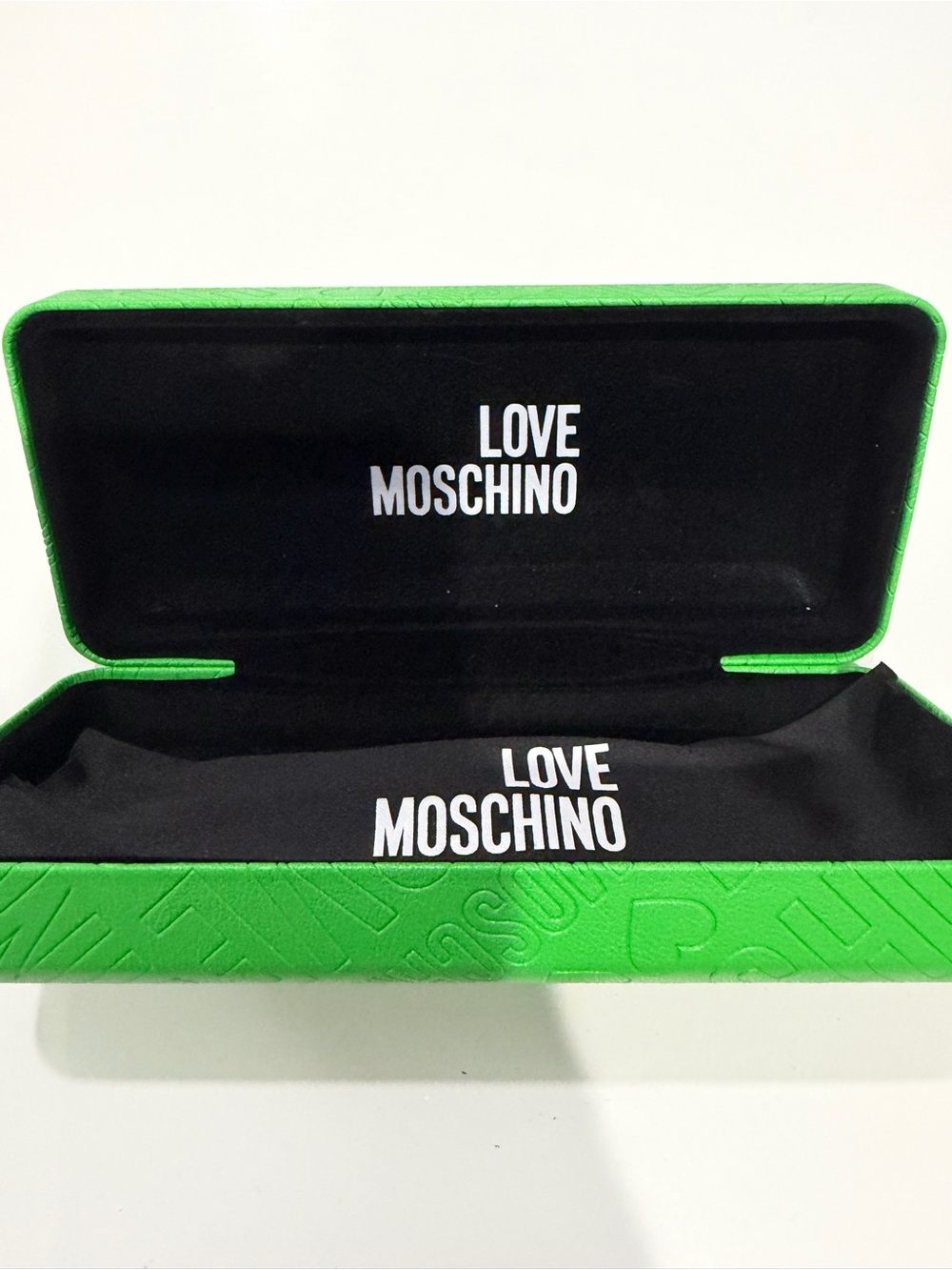 Brand New Love Moschino Bright Green Eyewear Case with Logo